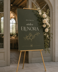 Atelier Elunora deep green custom wedding event artwork and signage