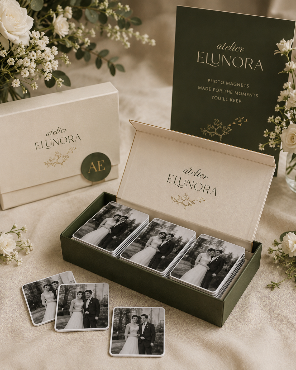 Atelier Elunora extra wedding photo magnet quantities in premium presentation