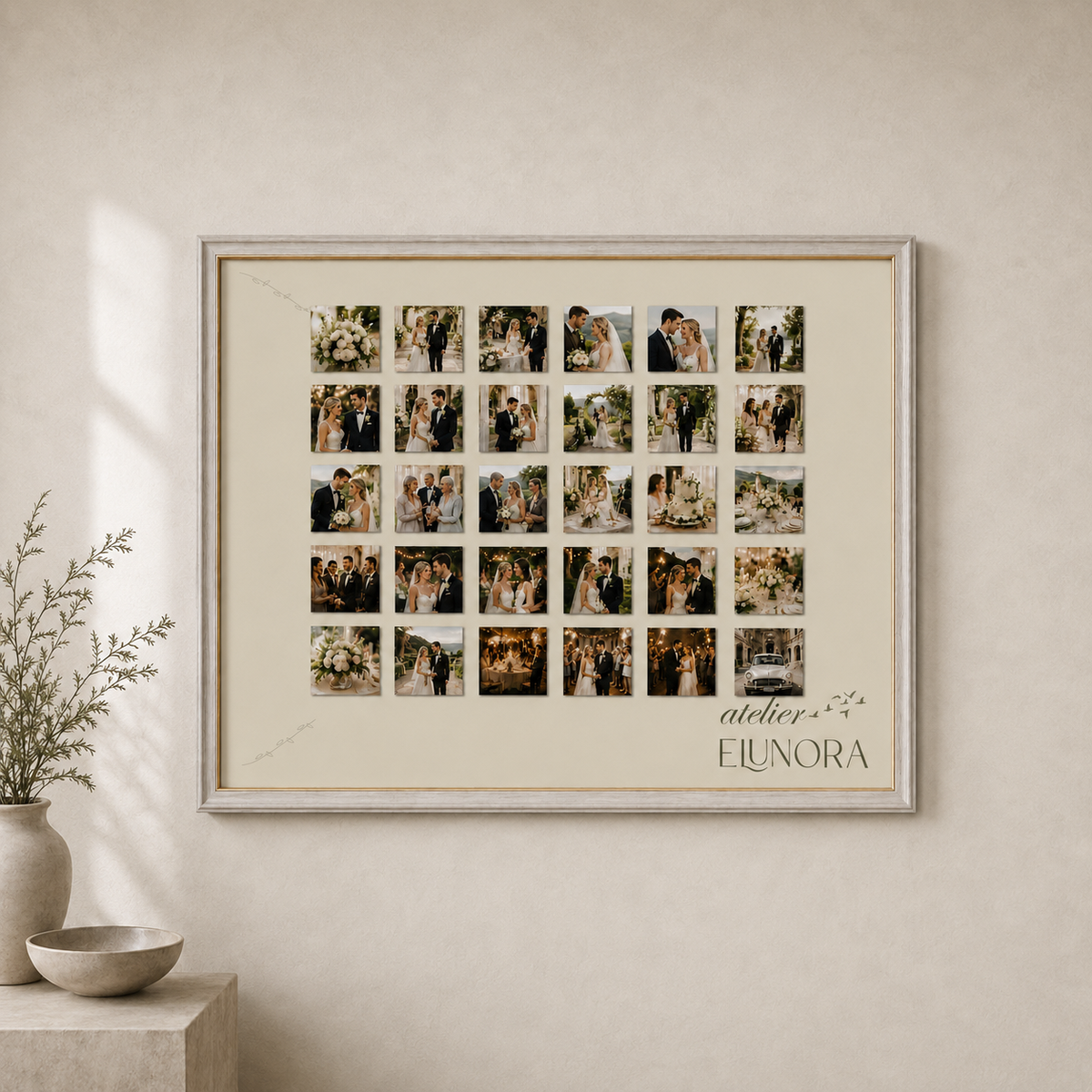 Atelier Elunora Magnetic Keepsake Frame with 30 custom square photo magnets